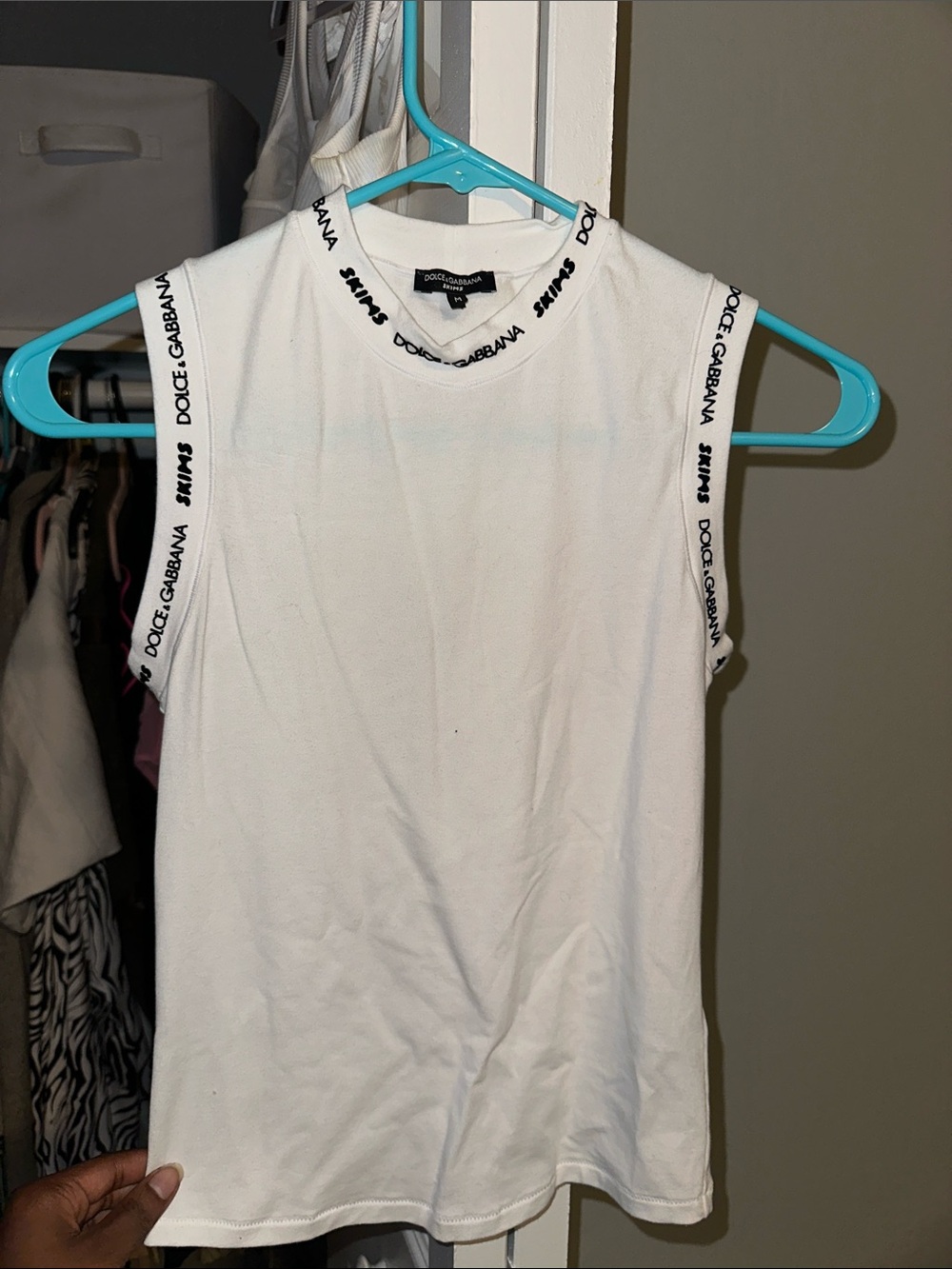 Dolce & Gabbana X Skims White Sleeveless Logo-Trim Tank